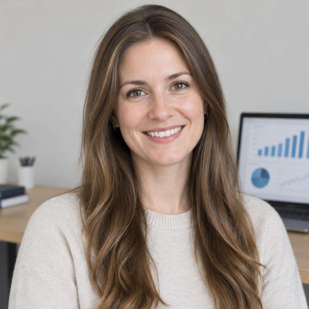 Portrait of a woman with long hair smiling