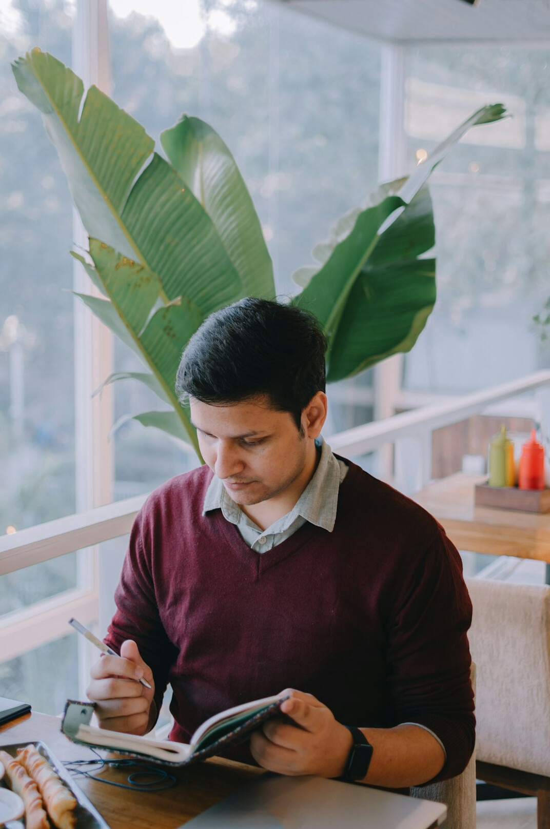 man reviewing business reports